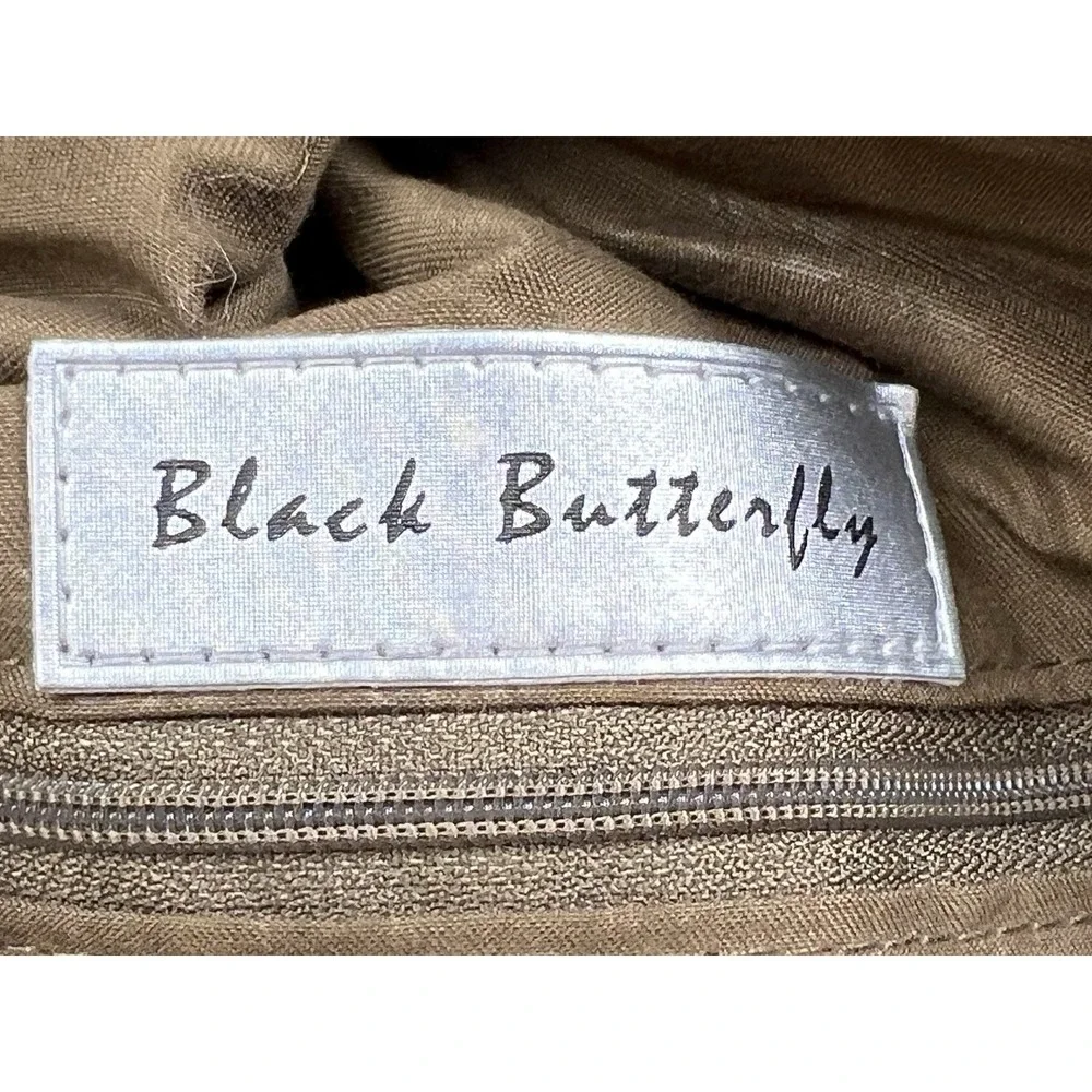Black Butterfly Bohemian Style Canvas‎ Sling Backpack Multicolor Paisley Floral